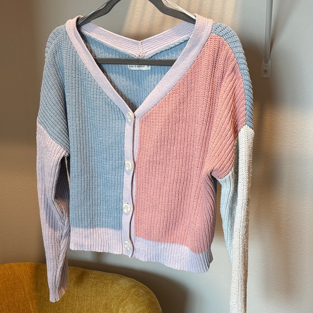 moon & madison Pastel Colorblock Cardigan